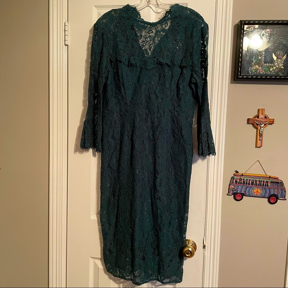 New York & Co. formal lace emerald green dress